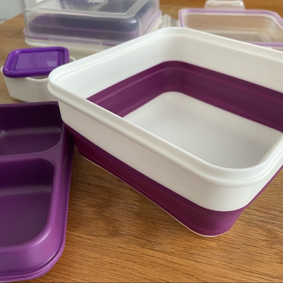 2-Pack Cool Gear Ez-Freeze Collapsible Bento Box Lunch Box Salad Container - Picture 4 of 7